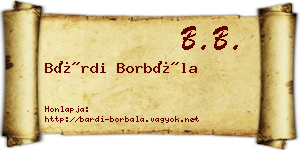 Bárdi Borbála névjegykártya
